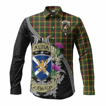 MacMillan (McMillan) Tartan Family Crest Long Sleeve Button Shirt Lion Rampant Royal Thistle Shield Celtic Inspired