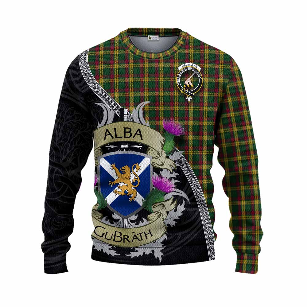 Tartan Vibes Clothing MacMillan (McMillan) Tartan Family Crest Knitted Sweater Lion Rampant Royal Thistle Shield Celtic Inspired