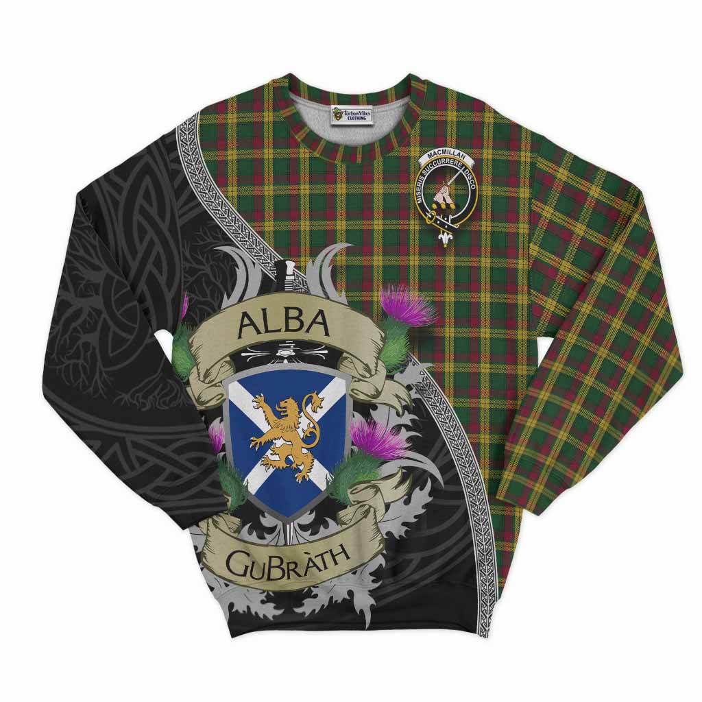 Tartan Vibes Clothing MacMillan (McMillan) Tartan Family Crest Sweatshirt Lion Rampant Royal Thistle Shield Celtic Inspired