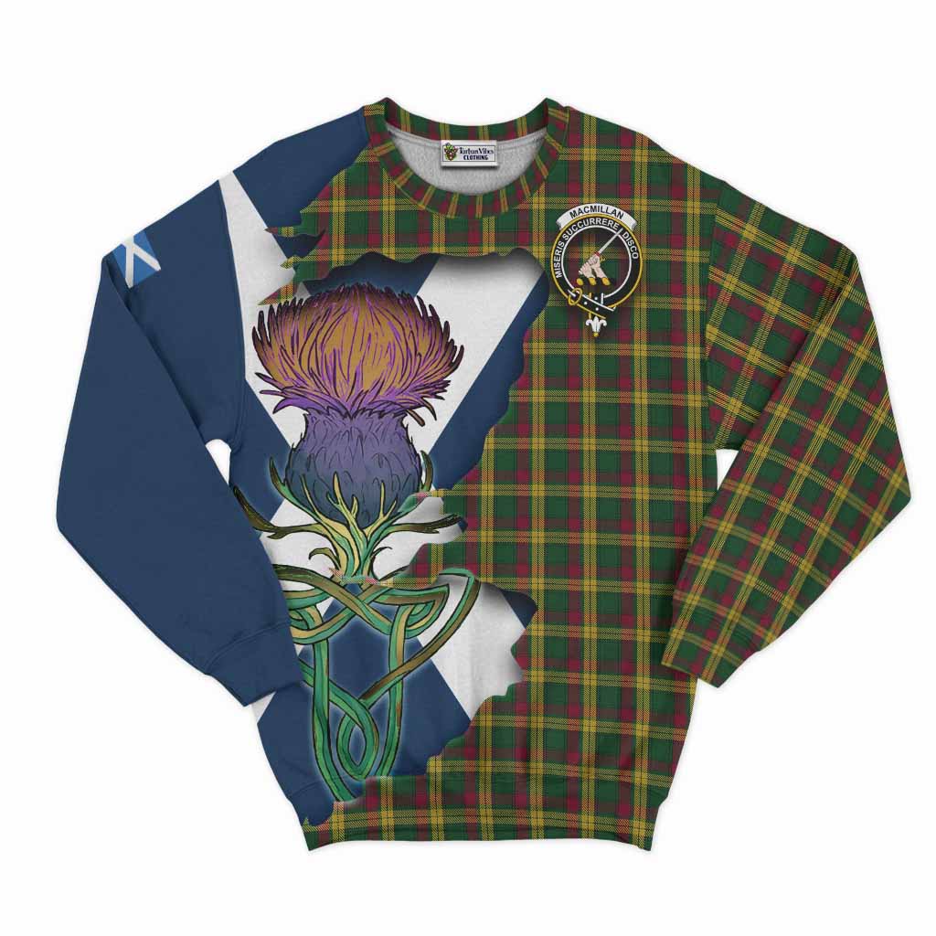 Tartan Vibes Clothing MacMillan (McMillan) Tartan Family Crest Sweatshirt Scottish Thistle Celtic Inspired