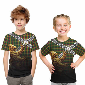 MacMillan (McMillan) Crest Tartan Kid T-Shirt with Golden Lion Emblem Celtic Style