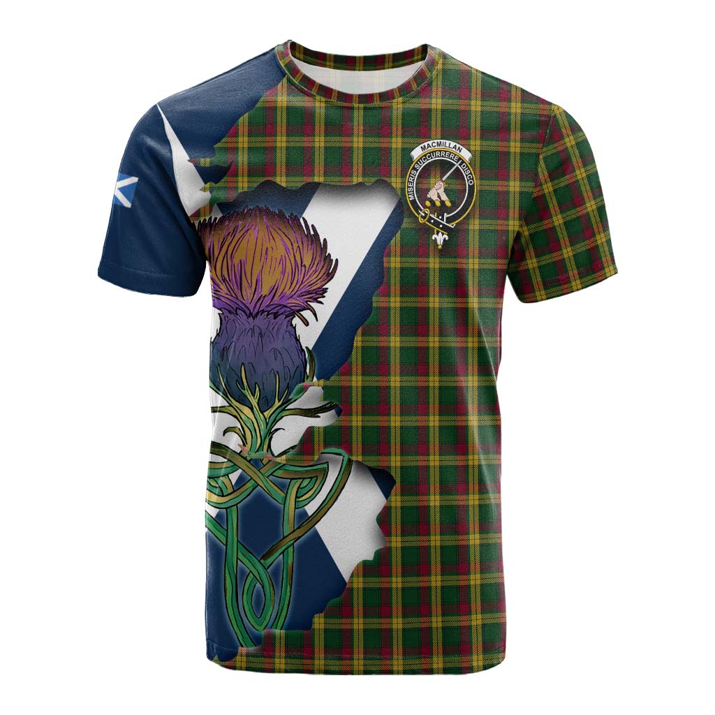 Tartan Vibes Clothing MacMillan (McMillan) Tartan Family Crest Cotton T-shirt Scottish Thistle Celtic Inspired