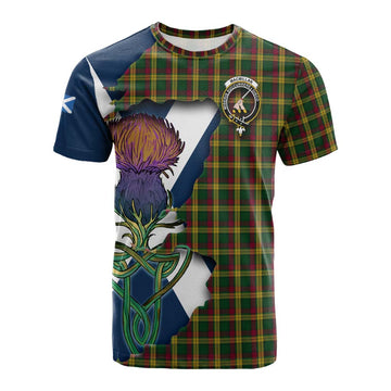Tartan Vibes Clothing MacMillan (McMillan) Tartan Family Crest Cotton T-shirt Scottish Thistle Celtic Inspired