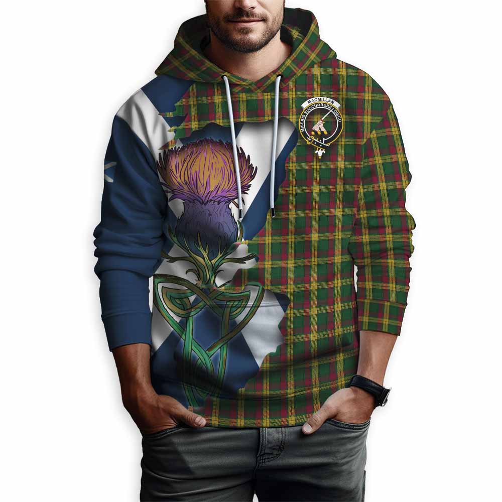 Tartan Vibes Clothing MacMillan (McMillan) Tartan Family Crest Hoodie Scottish Thistle Celtic Inspired