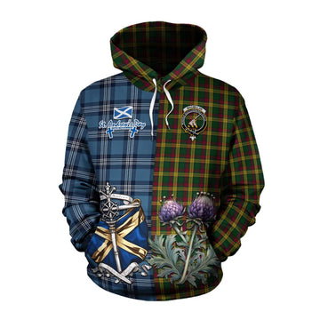Tartan Vibes Clothing MacMillan (McMillan) Tartan Cotton Hoodie Happy St. Andrew's Day Half Tartan Style