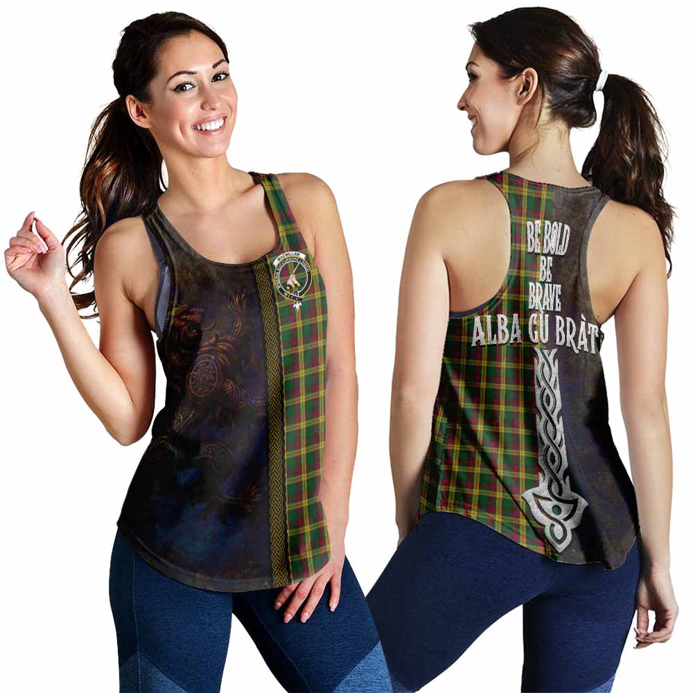Tartan Vibes Clothing MacMillan (McMillan) Tartan Family Crest Women's Racerback Tanks Alba Gu Brath Be Brave Lion Ancient Style