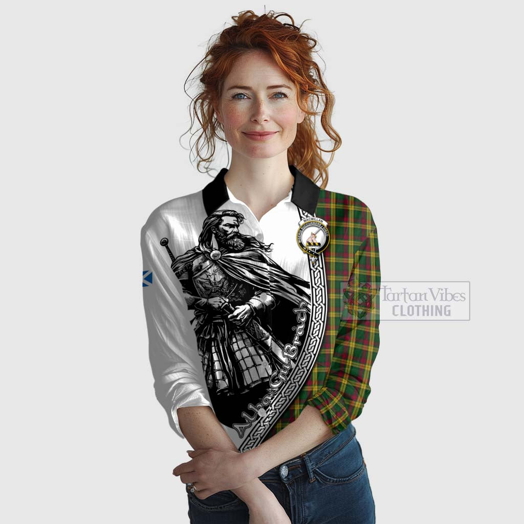 Tartan Vibes Clothing MacMillan (McMillan) Tartan Clan Crest Women's Casual Shirt with Highlander Warrior Celtic Style
