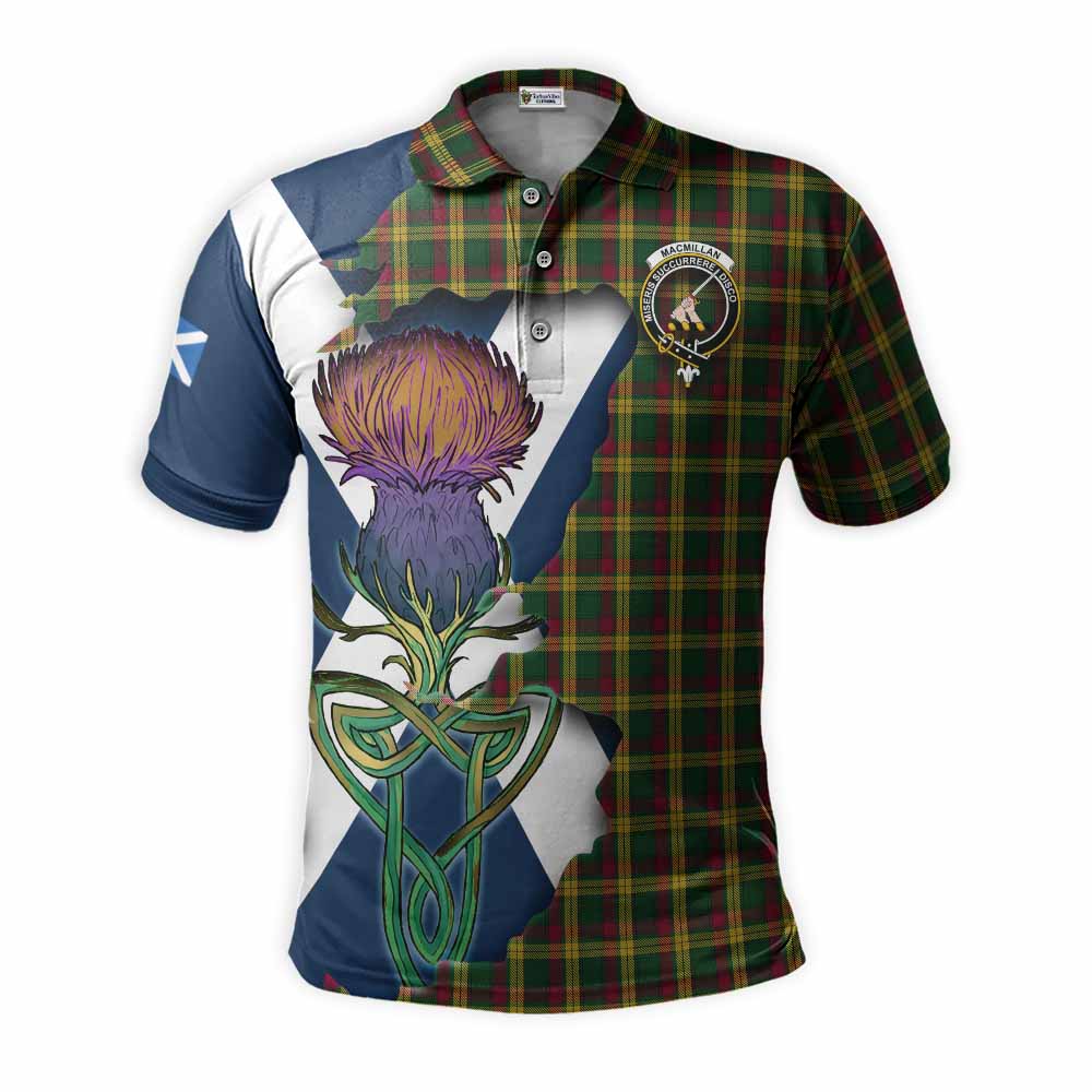 Tartan Vibes Clothing MacMillan (McMillan) Tartan Family Crest Polo Shirt Scottish Thistle Celtic Inspired
