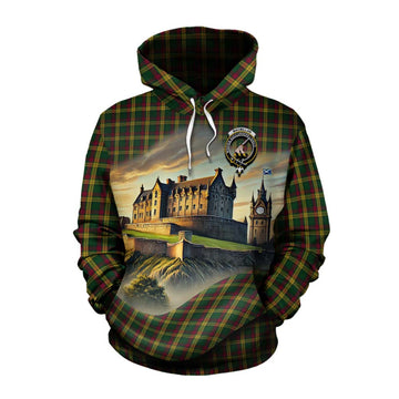 Tartan Vibes Clothing MacMillan (McMillan) Tartan Family Crest Cotton Hoodie with Scottish Ancient Castle Style