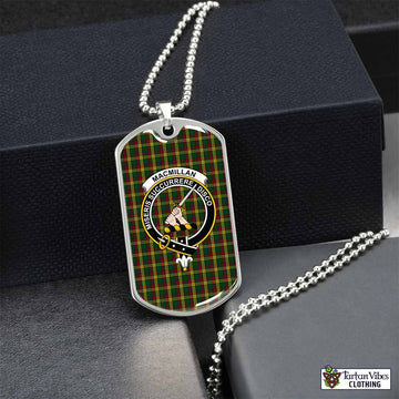 Tartan Vibes Clothing MacMillan (McMillan) Tartan Dog Tag Necklace with Family Crest