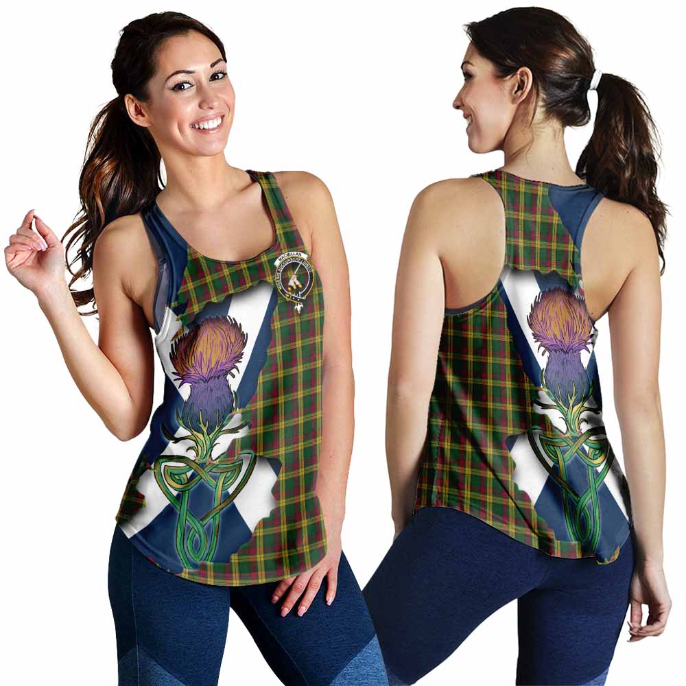 Tartan Vibes Clothing MacMillan (McMillan) Tartan Family Crest Women's Racerback Tanks Scottish Thistle Celtic Inspired