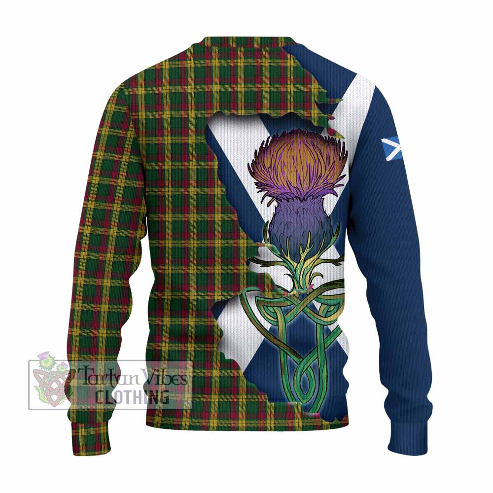 Tartan Vibes Clothing MacMillan (McMillan) Tartan Family Crest Knitted Sweater Scottish Thistle Celtic Inspired