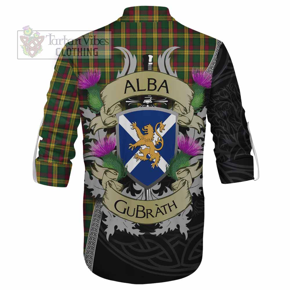 Tartan Vibes Clothing MacMillan (McMillan) Tartan Family Crest Ghillie Kilt Shirt Lion Rampant Royal Thistle Shield Celtic Inspired