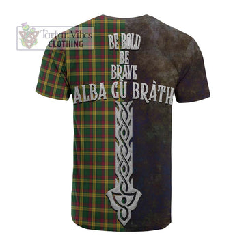 MacMillan (McMillan) Tartan Family Crest Cotton T-shirt Alba Gu Brath Be Brave Lion Ancient Style