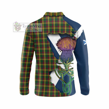 MacMillan (McMillan) Tartan Family Crest Long Sleeve Polo Shirt Scottish Thistle Celtic Inspired