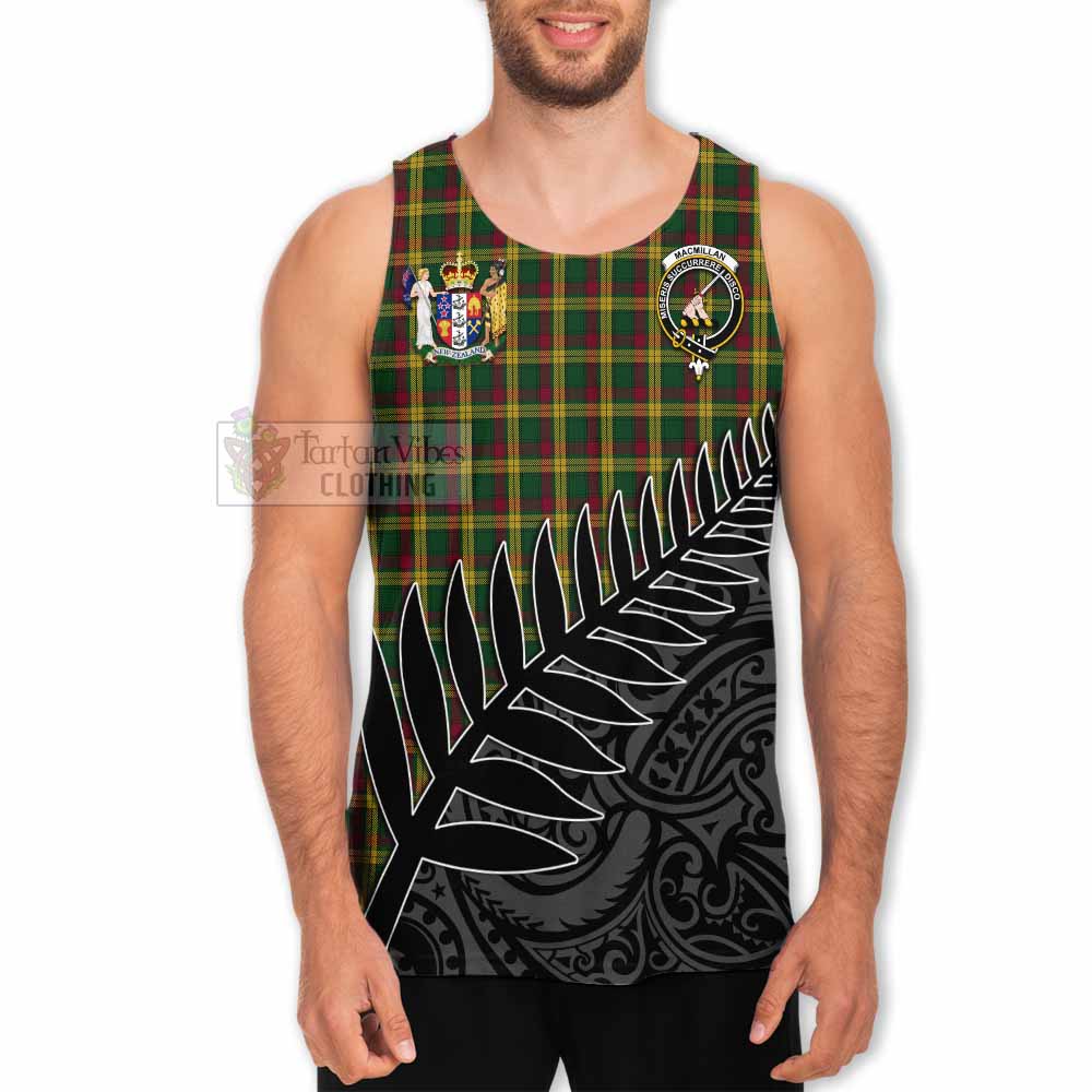 Tartan Vibes Clothing MacMillan (McMillan) Crest Tartan Men's Tank Top with New Zealand Silver Fern Half Style
