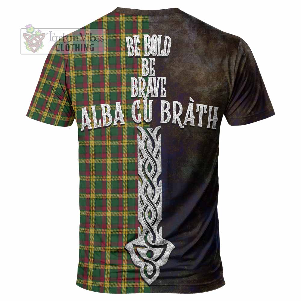 Tartan Vibes Clothing MacMillan (McMillan) Tartan Family Crest T-Shirt Alba Gu Brath Be Brave Lion Ancient Style