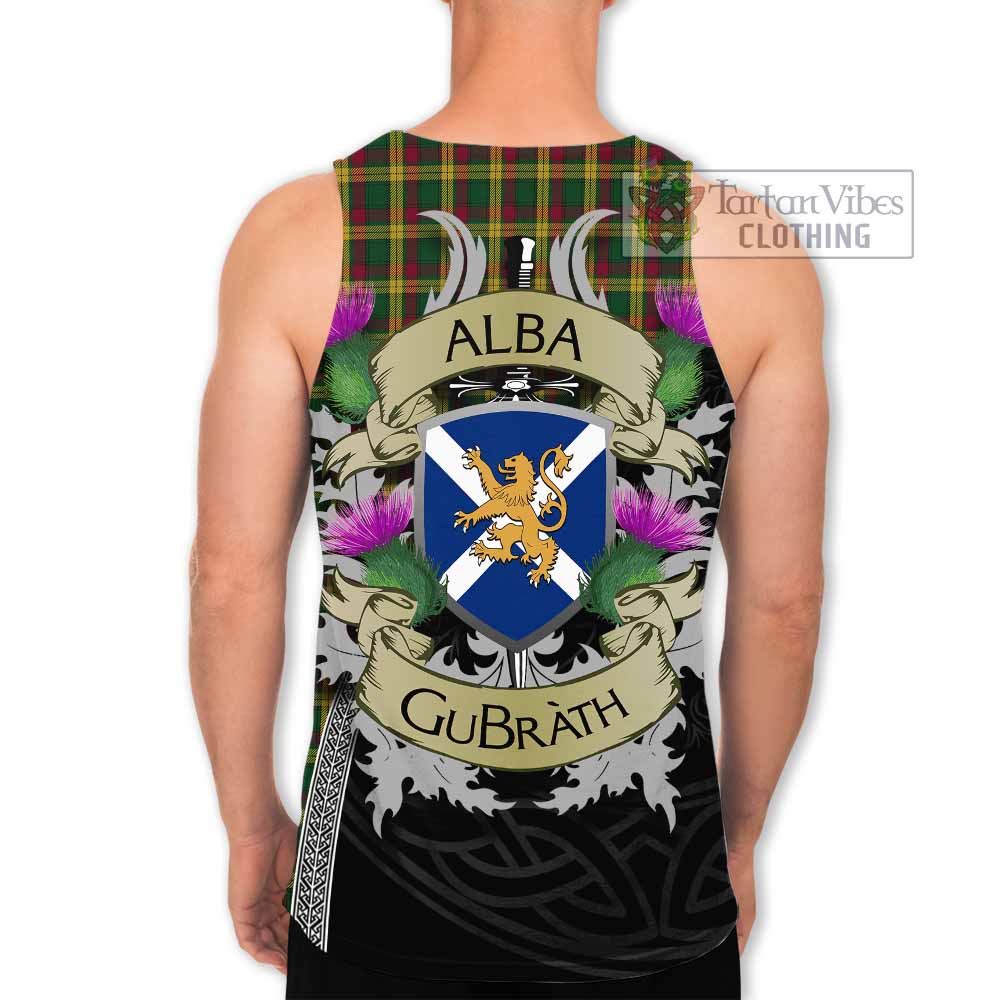 Tartan Vibes Clothing MacMillan (McMillan) Tartan Family Crest Men's Tank Top Lion Rampant Royal Thistle Shield Celtic Inspired