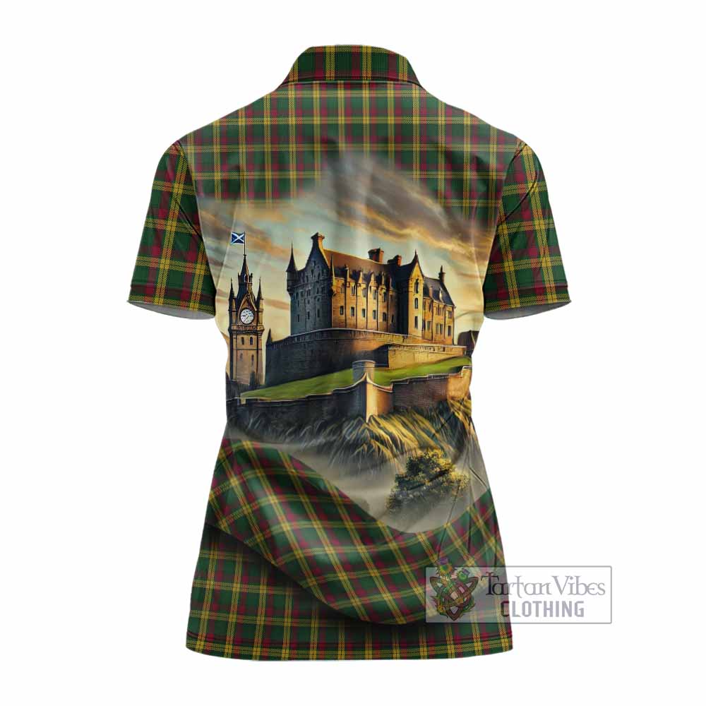 Tartan Vibes Clothing MacMillan (McMillan) Tartan Family Crest Women's Polo Shirt with Scottish Ancient Castle Stype