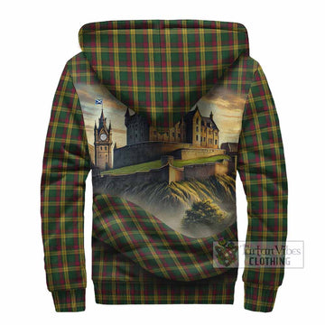 MacMillan (McMillan) Tartan Family Crest Sherpa Hoodie with Scottish Ancient Castle Style