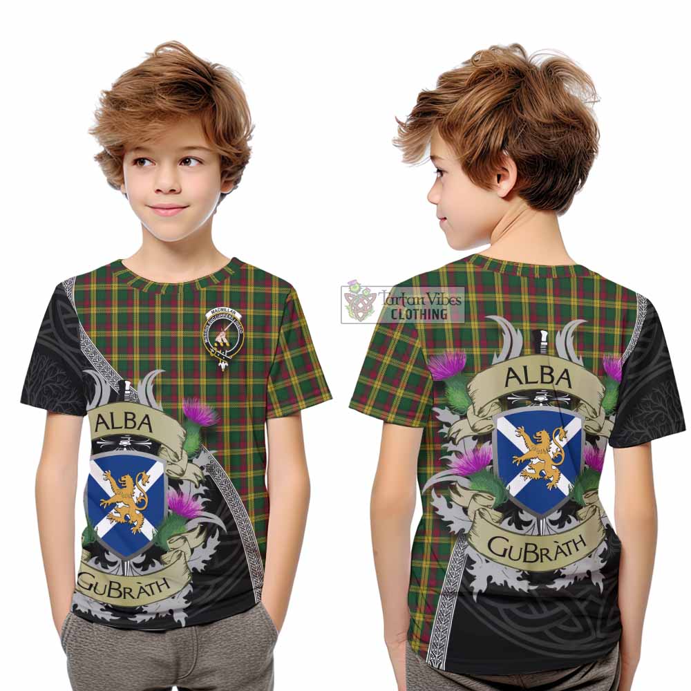 Tartan Vibes Clothing MacMillan (McMillan) Tartan Family Crest Kid T-Shirt Lion Rampant Royal Thistle Shield Celtic Inspired