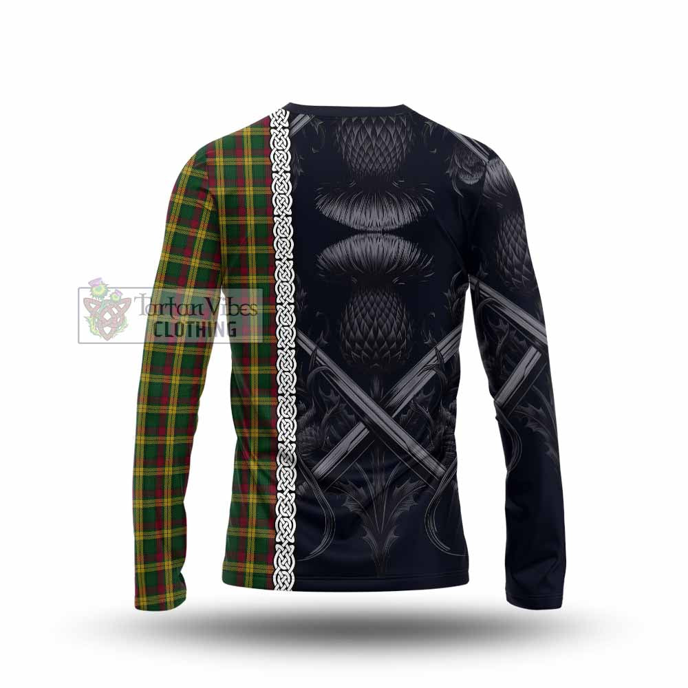 Tartan Vibes Clothing MacMillan (McMillan) Tartan Long Sleeve T-Shirt with Family Crest Cross Sword Thistle Celtic Vibes