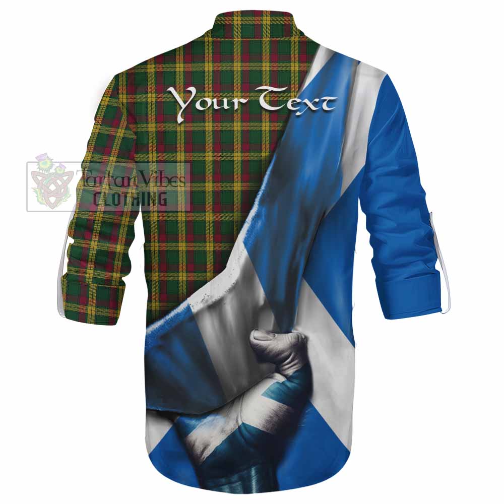 Tartan Vibes Clothing MacMillan (McMillan) Tartan Ghillie Kilt Shirt with Family Crest Scotland Patriotic Style