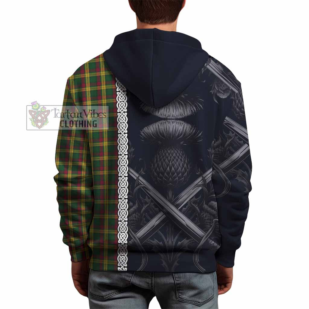 Tartan Vibes Clothing MacMillan (McMillan) Tartan Hoodie with Family Crest Cross Sword Thistle Celtic Vibes