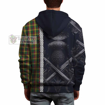 Tartan Vibes Clothing MacMillan (McMillan) Tartan Hoodie with Family Crest Cross Sword Thistle Celtic Vibes