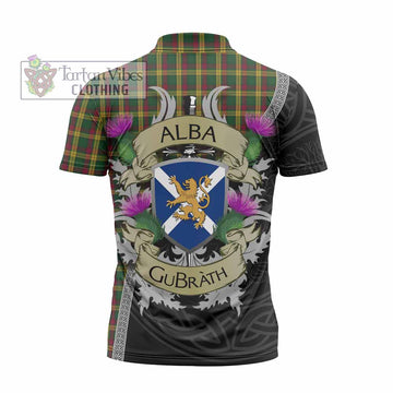MacMillan (McMillan) Tartan Family Crest Zipper Polo Shirt Lion Rampant Royal Thistle Shield Celtic Inspired