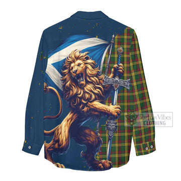 Tartan Vibes Clothing MacMillan (McMillan) Tartan Family Crest Women's Casual Shirt with Scottish Majestic Lion