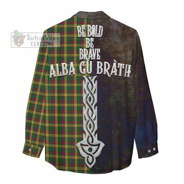 MacMillan (McMillan) Tartan Family Crest Women's Casual Shirt Alba Gu Brath Be Brave Lion Ancient Style