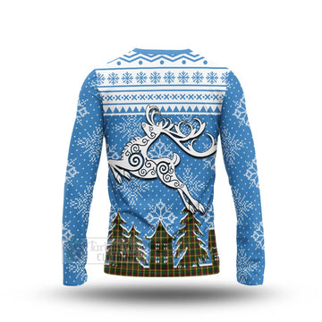 Tartan Vibes Clothing MacMillan (McMillan) Clan Christmas Long Sleeve T-Shirt Celtic Reindeer Style