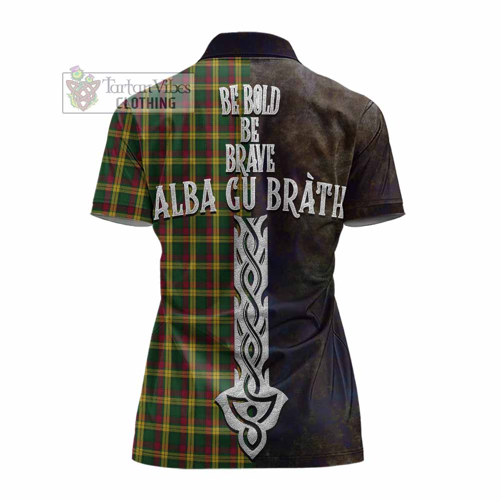 Tartan Vibes Clothing MacMillan (McMillan) Tartan Family Crest Women's Polo Shirt Alba Gu Brath Be Brave Lion Ancient Style
