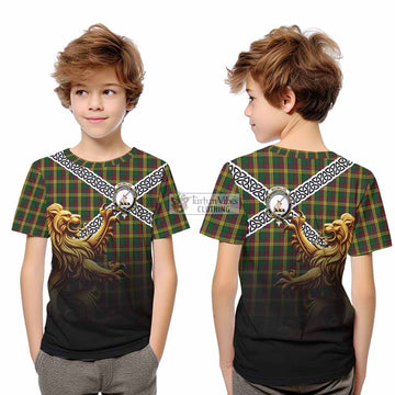MacMillan (McMillan) Crest Tartan Kid T-Shirt with Golden Lion Emblem Celtic Style