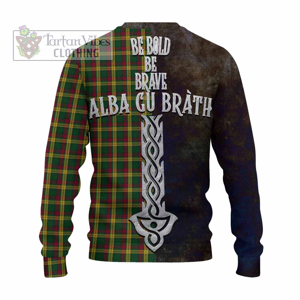 Tartan Vibes Clothing MacMillan (McMillan) Tartan Family Crest Knitted Sweater Alba Gu Brath Be Brave Lion Ancient Style