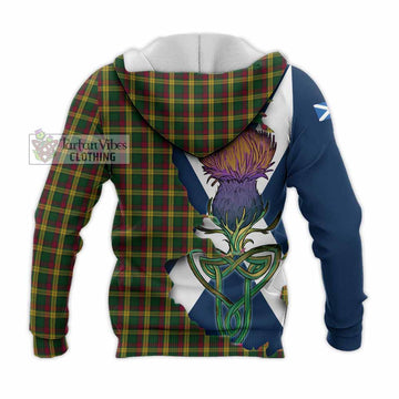 Tartan Vibes Clothing MacMillan (McMillan) Tartan Family Crest Knitted Hoodie Scottish Thistle Celtic Inspired