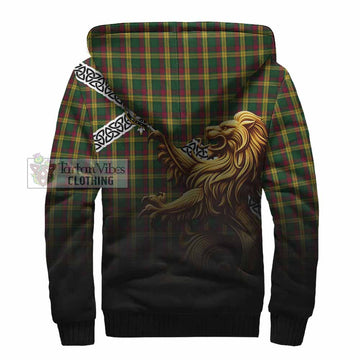 MacMillan (McMillan) Crest Tartan Sherpa Hoodie with Golden Lion Emblem Celtic Style
