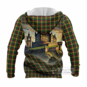 Tartan Vibes Clothing MacMillan (McMillan) Tartan Family Crest Knitted Hoodie with Scottish Ancient Castle Style