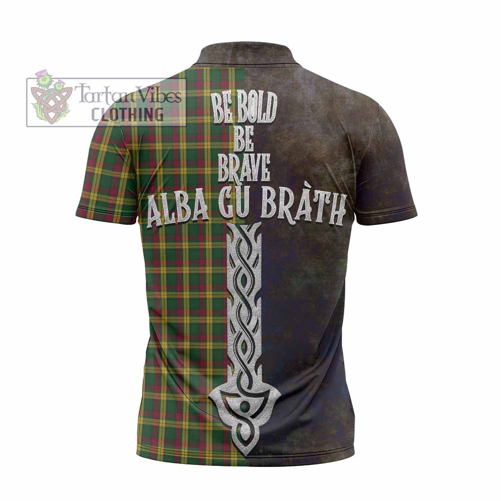 Tartan Vibes Clothing MacMillan (McMillan) Tartan Family Crest Zipper Polo Shirt Alba Gu Brath Be Brave Lion Ancient Style