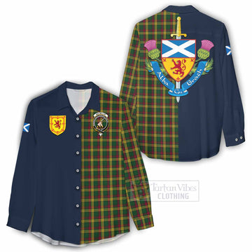 Tartan Vibes Clothing MacMillan (McMillan) Tartan Women's Casual Shirt Alba with Scottish Lion Royal Arm Half Style