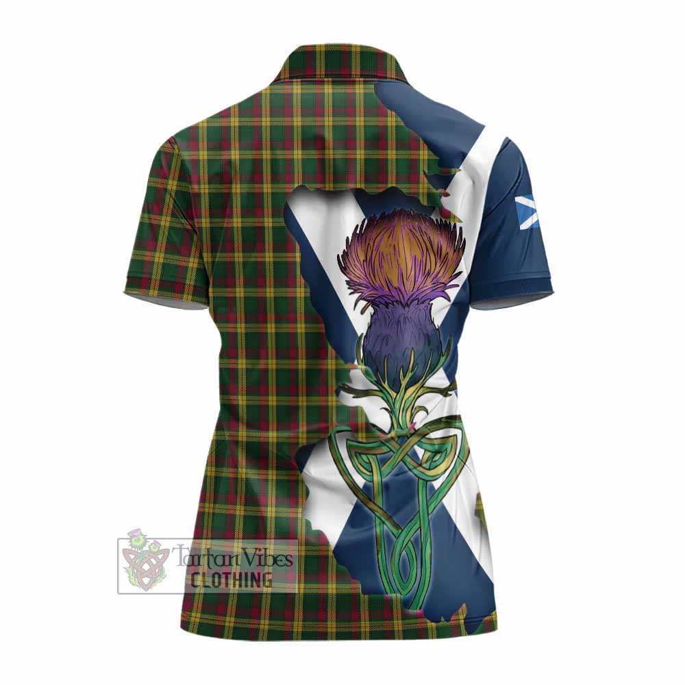 Tartan Vibes Clothing MacMillan (McMillan) Tartan Family Crest Women's Polo Shirt Scottish Thistle Celtic Inspired