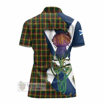 MacMillan (McMillan) Tartan Family Crest Women's Polo Shirt Scottish Thistle Celtic Inspired