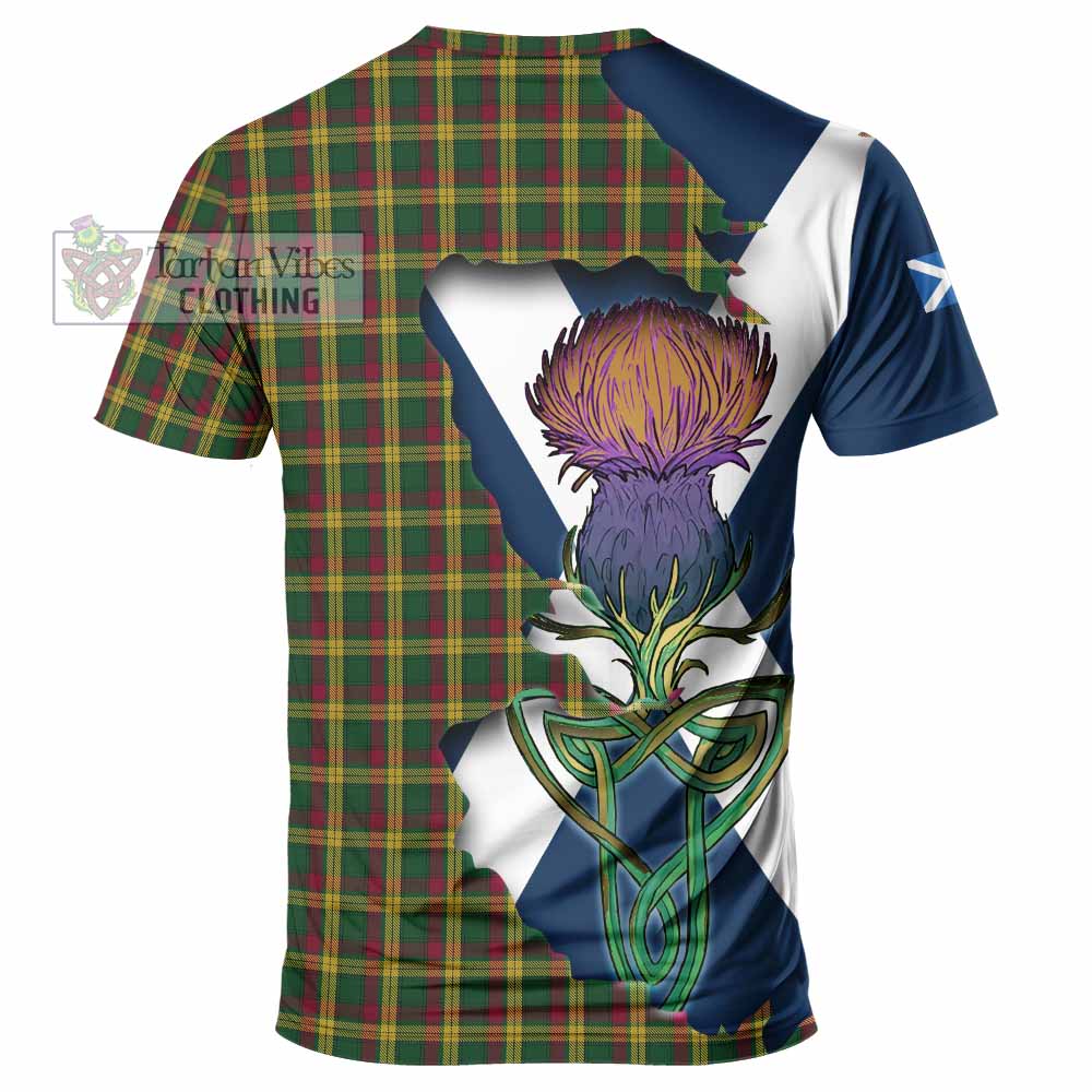 Tartan Vibes Clothing MacMillan (McMillan) Tartan Family Crest T-Shirt Scottish Thistle Celtic Inspired