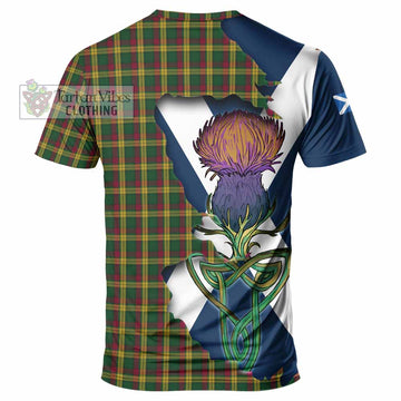 Tartan Vibes Clothing MacMillan (McMillan) Tartan Family Crest T-Shirt Scottish Thistle Celtic Inspired