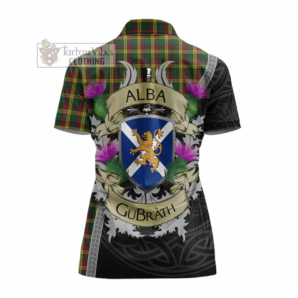 Tartan Vibes Clothing MacMillan (McMillan) Tartan Family Crest Women's Polo Shirt Lion Rampant Royal Thistle Shield Celtic Inspired