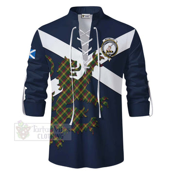 Tartan Vibes Clothing MacMillan (McMillan) Tartan Lion Rampant Ghillie Kilt Shirt Proudly Display Your Heritage with Alba Gu Brath and Clan Name