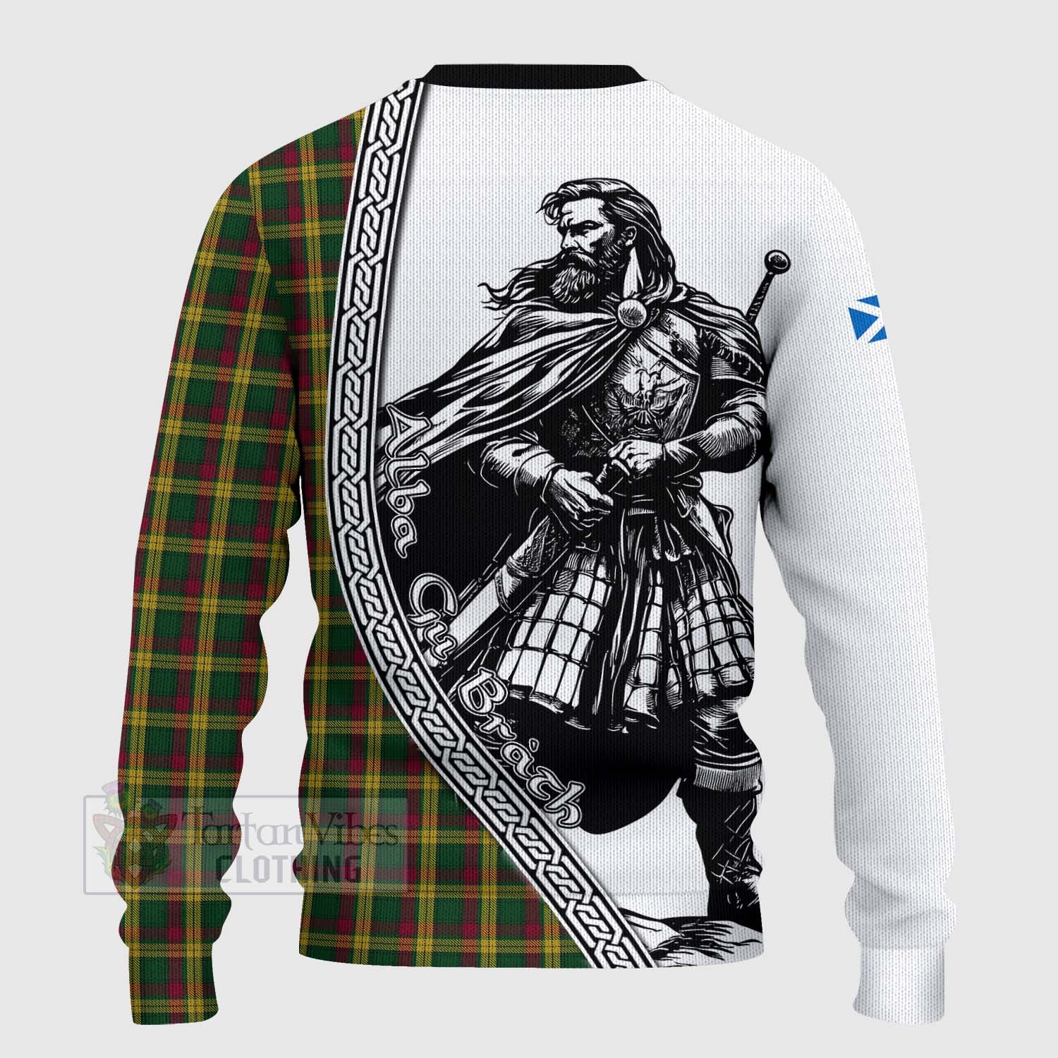 Tartan Vibes Clothing MacMillan (McMillan) Tartan Clan Crest Knitted Sweater with Highlander Warrior Celtic Style