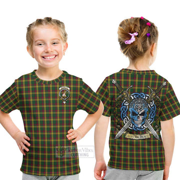 Tartan Vibes Clothing MacMillan (McMillan) Tartan Kid T-Shirt with Family Crest Celtic Skull Style