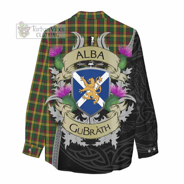 Tartan Vibes Clothing MacMillan (McMillan) Tartan Family Crest Women's Casual Shirt Lion Rampant Royal Thistle Shield Celtic Inspired